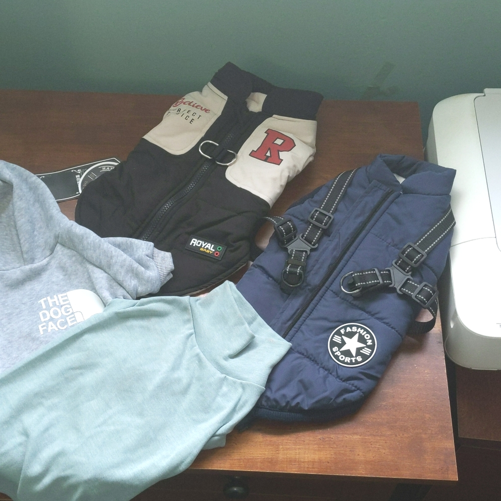 4 NEW small dog coats